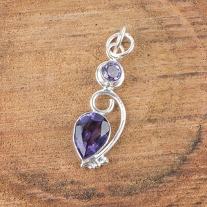 Valentines Sale Natural Iolite Anniversary Wedding Wife Pendant Sterling Silver - Picture 1 of 8