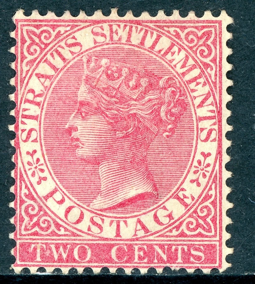 英国殖民地 1883 年 QV 海峡定居点 2 美分 玫瑰斯科特 #41a 完好 V197 — 第 1/4 张图片