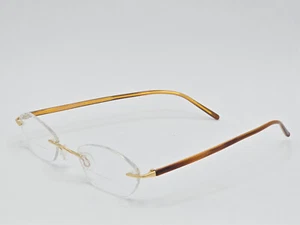 VINTAGE MARCHON AIRLOCK 770/34 47-21-135 BROWN TEMPLE OVAL RIMLESS EYEGLASSES - Picture 1 of 11