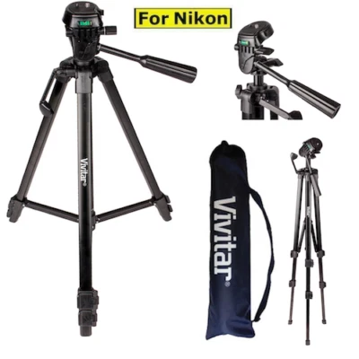 57" VIVITAR PRO LIGHTWEIGHT TRIPOD FOR NIKON D40 D50 D60 D70 D80 D90 D3100 D600 - Image 1 of 4