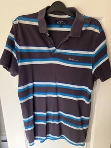 BEN SHERMAN Polo Shirt - Medium - Blue Stripes - Great Condition - Men’s! - Picture 1 of 5