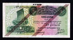 BANKNOTE 1 LIVRE 1939 SCARCE VF++ P-40c Old Circulated Paper Money - Foto 1 di 3