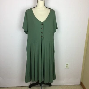 NWT Torrid A-Line Midi Dress 3X Womans Plus Sage Green Knit V-Neck Short Sleeve - Picture 1 of 12