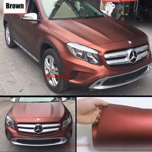 Bubble Free Brown - Entire Car Satin Chrome Matte Metallic Vinyl Wrap Sticker AB - Picture 1 of 6