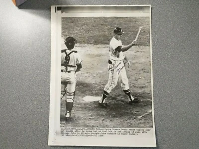 DENIS MENKE BRAVES SIGNED AUTOGRAPHED VINTAGE ORIGINAL 1966 WIREPHOTO WIRE PHOTO - Image 1 of 3