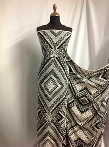 NEW High Class Designer Crepe De Chine Geometric Print Fabric 57" 146 cm - Picture 1 of 5