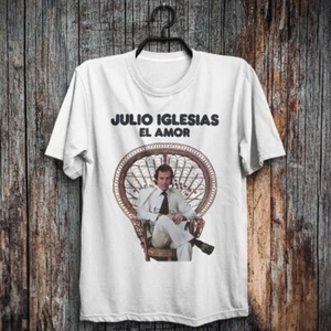 Vintage Julio Iglesias El Amor Tour schwere Baumwolle volle Größe Unisex weißes Hemd AA1315 - Bild 1 von 7