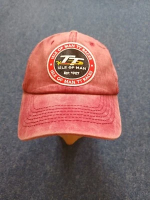 Isle Of Man Manx TT Light Red/Dusky Pink Stone Washed Baseball Cap - Motorcycle