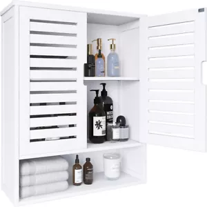Bathroom Cabinet Wall Bamboo Over-The-Toilet Storage Organizer Medicine Cabinet - Picture 1 of 15