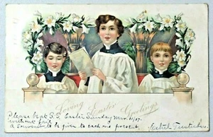 Loving Easter Greetings Church Choir Embossed Raphael Tuck 1907 DB Postcard A222 - Picture 1 of 2