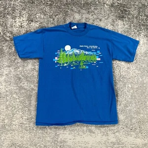 Vintage Pikes Peak Shirt Mens Large Blue Colorado 80s Made In USA Single Stitch - Picture 1 of 14