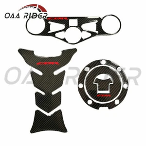 Carbon Fiber Fuel Cap Gas Tank Pad Triple Clamp Yoke Sticker For CBR1000RR 08-16 - Picture 1 of 5