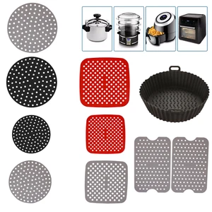Air Fryer Liners Non-Stick Silicone Pad Mat Basket Square Round Reusable Baking - Picture 1 of 22