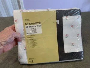 Vintage West Point by Stevens Queen Flat Sheet Pink Flowers USA NEW - Picture 1 of 5