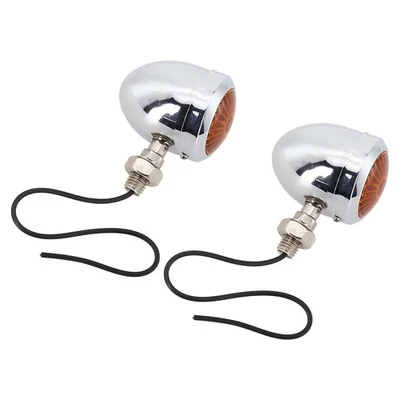 Promote Traffic Safety with Chrome Amber Blinker Light for Motorcycle (2Pcs) - Image 1 of 4