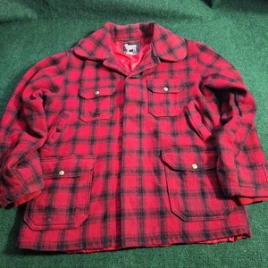 Chaqueta Woolrich Para Hombre Grande Roja Negra Lana Búfalo Cuadros Acolchada Forrada Caza - Imagen 1 de 14