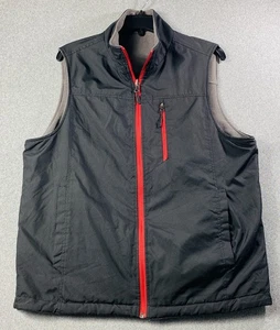 Izod Reversible Black/Gray Vest Mens Med Full Zip Pockets Outdoors - Picture 1 of 5