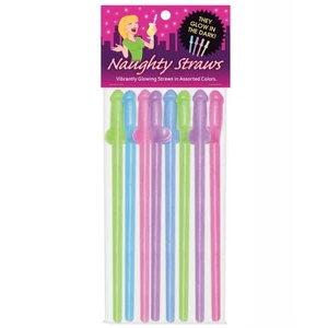 Glow in the Dark Penisstrohhalme - sortiert Farben 8 Stück - Bild 1 von 1