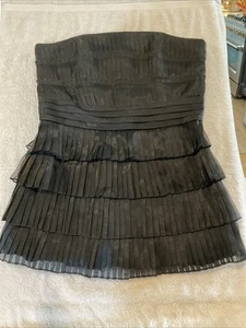 White House Black Market Strapless Ruffled Cocktail Dress LBD Sz 14 - Picture 1 of 10