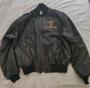Vintage Artex US Army Ft. Leonard Wood Satin Bomber Jacket Black Men’s Large USA - Bild 1 von 11