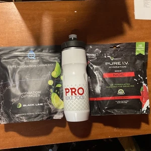 Pro Bike Tool Water Bottle With Pure I.V. Hydration And Elite Hydration Mix - Picture 1 of 9