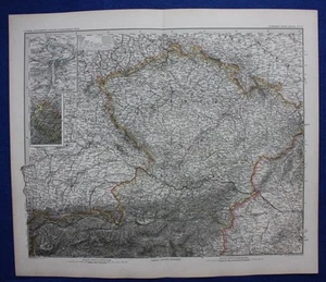 BOHEMIA, BOHMEN, CZECH REPUBIC, PRAGUE, original antique map, Stieler 1882 - Picture 1 of 6