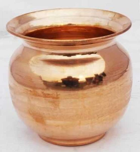 Copper 850 ML Plain Kalash Pooja Lota Pot For Puja Home Temple 5*5*4.7 inch - Picture 1 of 4