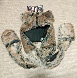 Costume pelliccia sintetica LUPO GRIGIO ANIMALE LUNGO cappuccio/cappello berretto inverno/moda/halloween - Foto 1 di 10