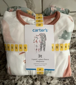 Paquete de 2 pijamas sin pies de lana Carter's 3t para niña de una pieza - Imagen 1 de 3