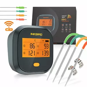 Inkbird Ricarica Wifi BBQ Termometro Remoto Lettura Carne Maiale Manzo Sonda Sensore UK - Foto 1 di 11