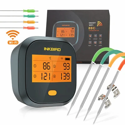 Inkbird Remote Wifi Food Thermometer IBBQ-4T BBQ Meat Cooking Kitchen Tool CF UK - Image 1 of 4