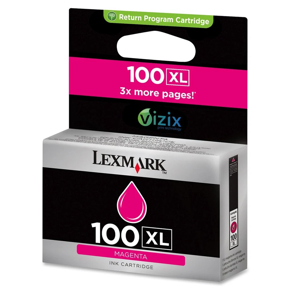 Lexmark #100XL High Yield Magenta Ink Cartridge 14N1070 Genuine New Sealed Box - Image 1 of 1