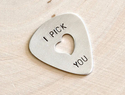 Aluminum guitar pick with I Pick You - Image 1 of 4