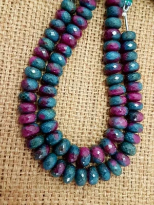 Natural Ruby Zoisite Faceted Beads, High Quality Ruby Zoisite Rondelles Beads - Image 1 of 4