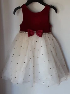 American Princess girls size 4 Pageant Holiday Formal Maroon White Embellished - Picture 1 of 6