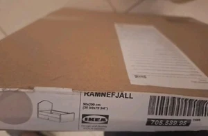 Ikea RAMNEFJÄLL BEZUG Bettgestell, gepolstert, Kilanda hellbeige, 90x200 cm - Bild 1 von 2