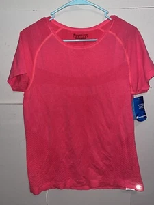 CHAMPION WOMEN'S POWER FLEX TEE LARGE SHORT SLEEVE CREW NECK NEON PINK BRAND NEW - Picture 1 of 6