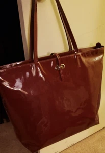 Beautiful!! Salvatore Ferragamo/ Burgundy Patent Leather "Gina" Tote Handbag - Picture 1 of 23