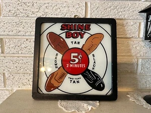 Vintage Antique Shine Boy Shoe Sign Reverse Painted Glass - Picture 1 of 8