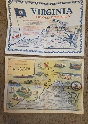 Vintage Virginia Old Dominion 1960s State Maps~ Free S&H - Image 1 of 4