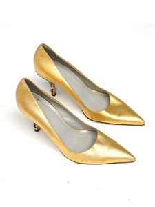 Vintage Büro Gold Absatz Plateau Schuhe Damen Größe UK 8 - Bild 1 von 3