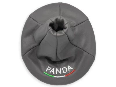 PER FIAT PANDA 169 CUFFIA LEVA CAMBIO PELLE GRIGIA RICAMO PANDA Italia BIANCO - Image 1 of 4