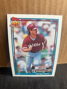 1991 Topps Baseball Card Philadelphia Phillies Dickie Thon - Picture 1 of 2