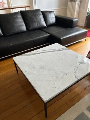 Grande table basse marbre type  knoll, marbre de carrare magnifique 100 x 100 cm - Photo 1/4
