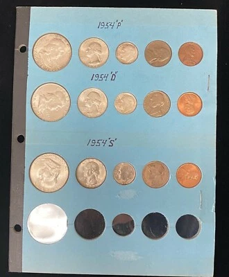 1954 P-D-S US Mint 90% Silver Complete Mint Set, Very Low Mintage Mint Set - Image 1 of 4