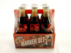 NASCAR Color Marker Set, Miniature 6-Pack Bottles, Coca-Cola Racing Family, NEW - Picture 1 of 6