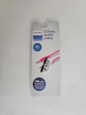 Cable auxiliar Philips 3,5 mm básico 3 pies rosa Foto 1 de 4