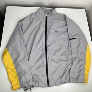 Champion Windbreaker Jacket Full Zip Gray Yellow Men’s Large - Picture 1 of 15