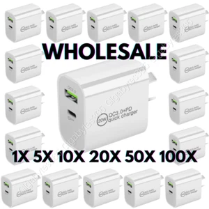 Wholesale PD 20W Dual Type C Fast Wall Charger QC3.0 USB For Android iPhone LOT - Picture 1 of 17