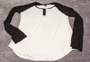 Zine Juniors Women's White And Black Long Sleeve Top Size Small Baseball Style - Picture 1 of 8